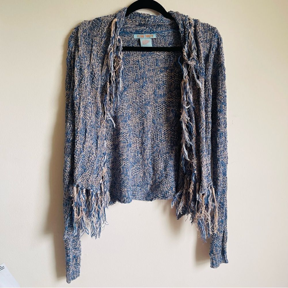 Flying Tomato Multicolor Fringe Open High Low Cardigan Small